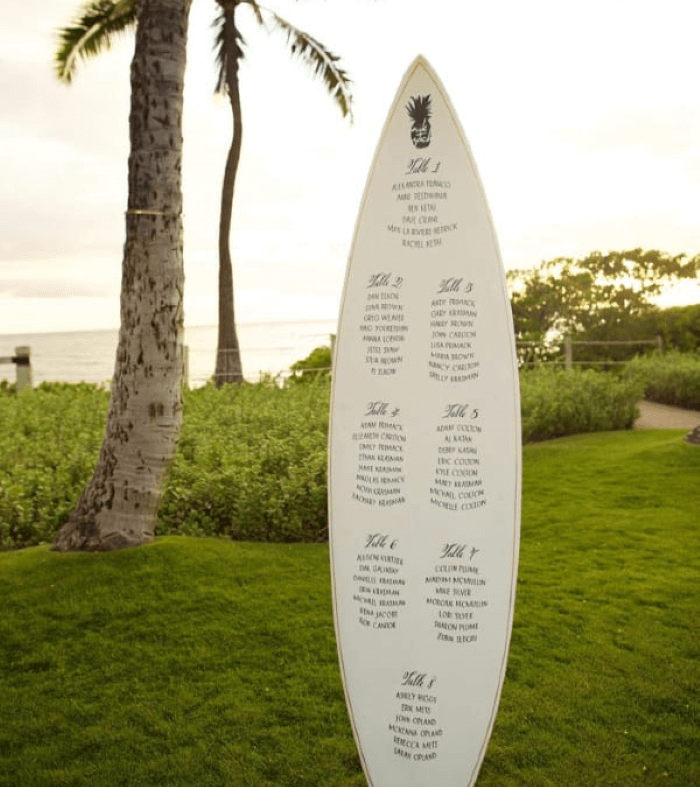 Planche de surf pour mariage 