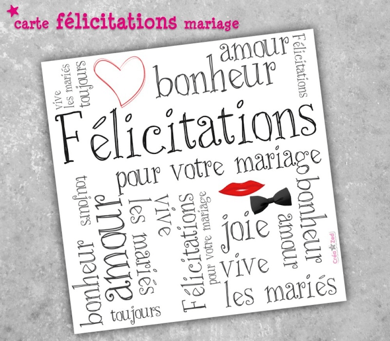 Petit mot pour mariage avec carte félicitation 