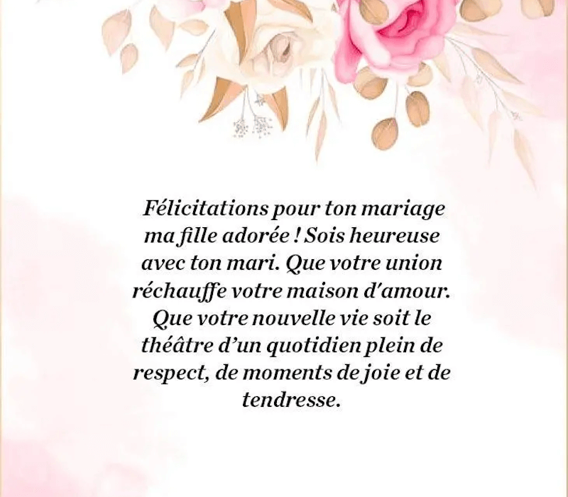 Un petit mot classique pour un mariage