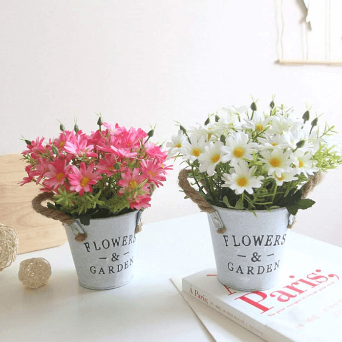 Cadeau invité mariage champêtre avec pot de marguerites