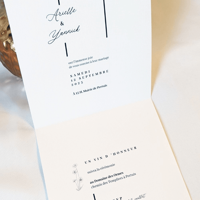 Faire part mariage bohème minimaliste