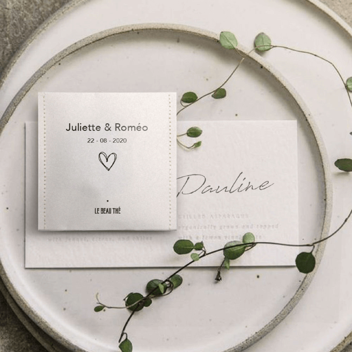 Sachet de thé pour les invités d'un mariage champêtre