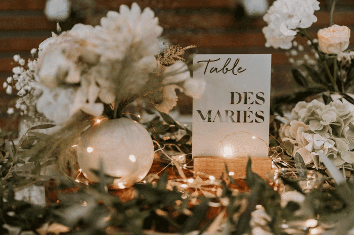 Nom de table mariage