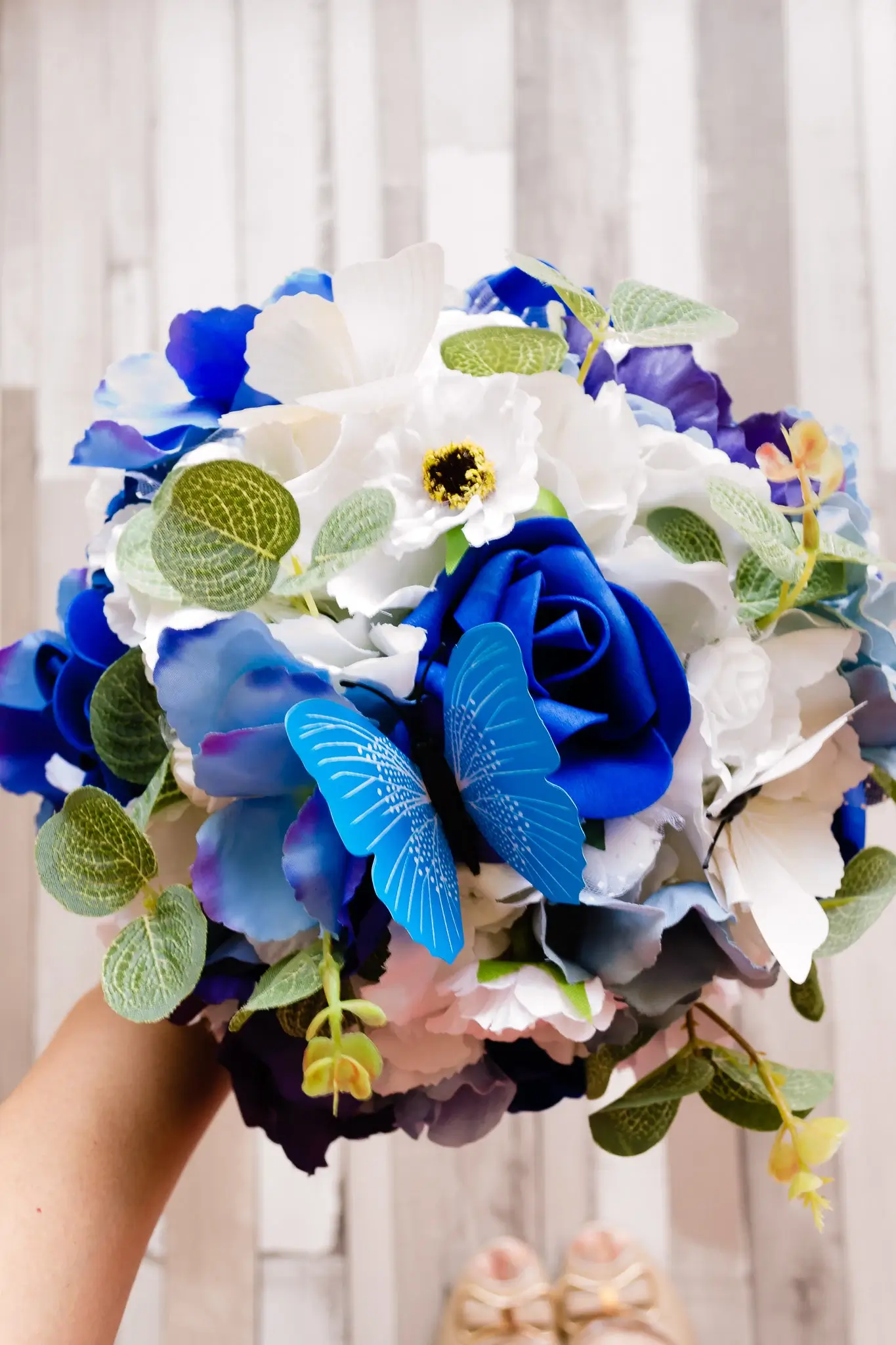 Bouquet papillon bleu thème de mariage
